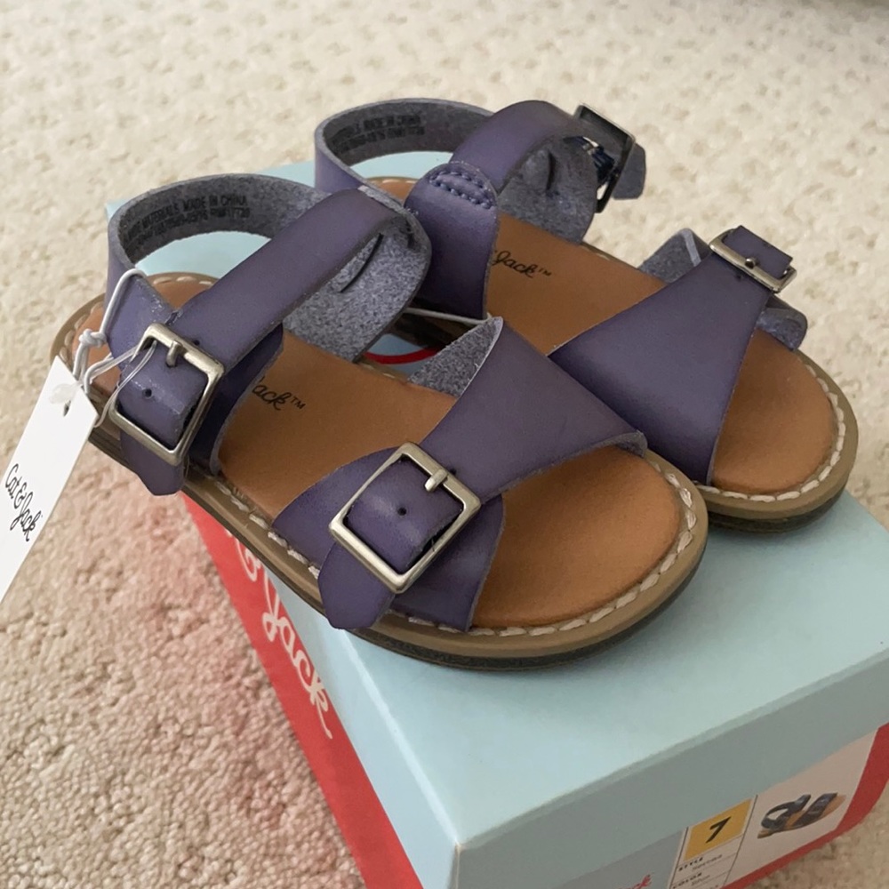 NIB/NWT Cat & Jack Size 7 Toddler Purple Leather Sandals